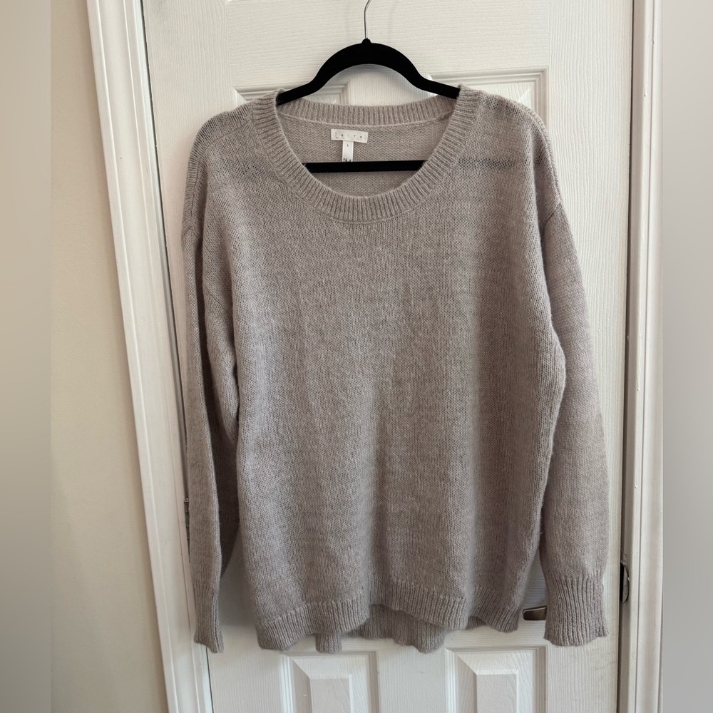 LEITH Fuzzy Pinkish Gray Crewneck Sweater Size Large